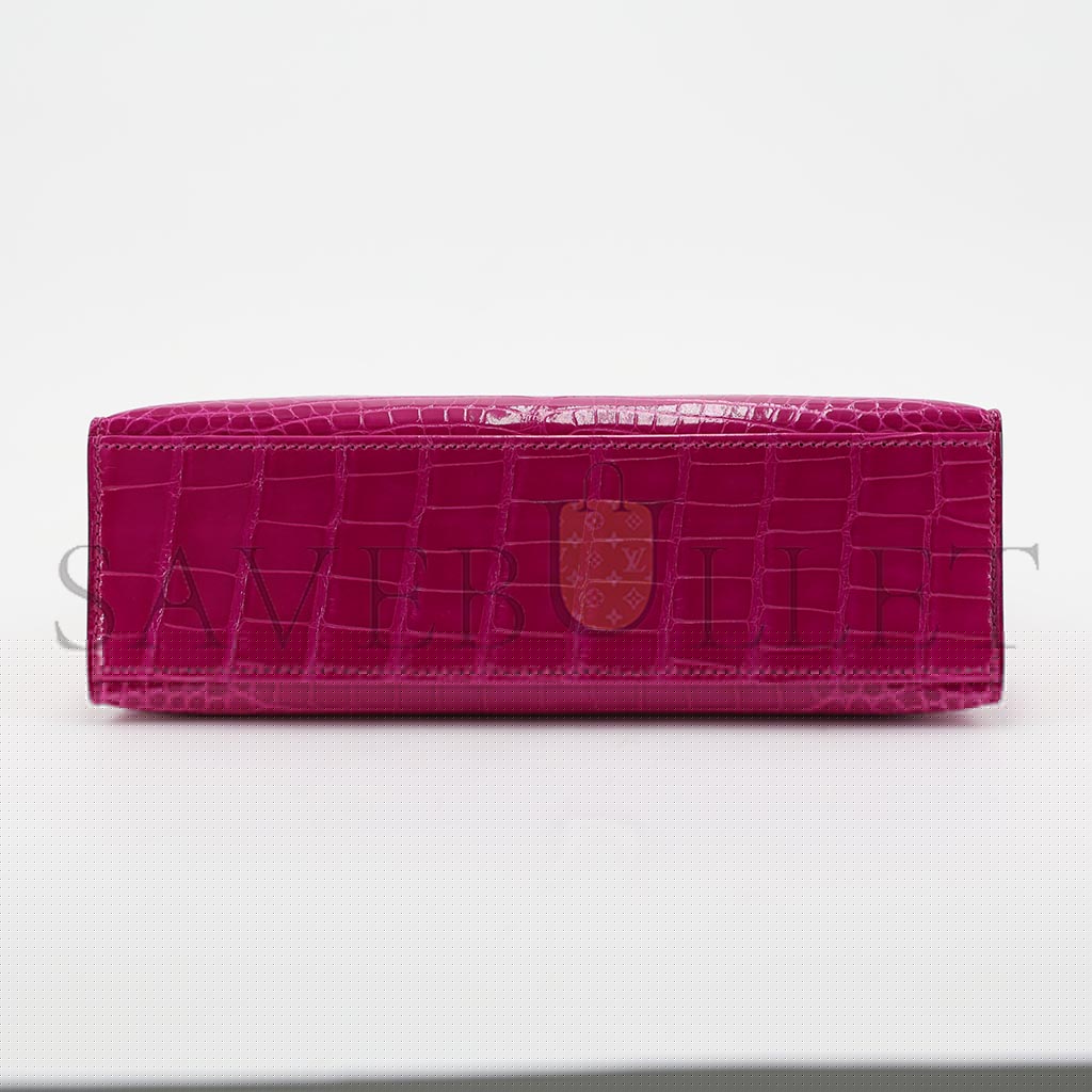 HERMÈS MASTER KELLY MINI SHINY CROCODILE LEATHER GOLD BUCKLE (22*14*7cm)